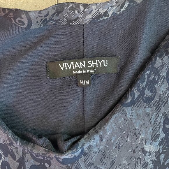 Vivian Shyu Purple Print Silk Tunic Top-Medium - Picture 2 of 9